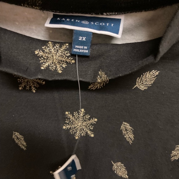 Karen Scott Shirt Top Size 2X Long-Sleeve Turtleneck NEW Snowflakes Winter Fun! - Picture 3 of 9